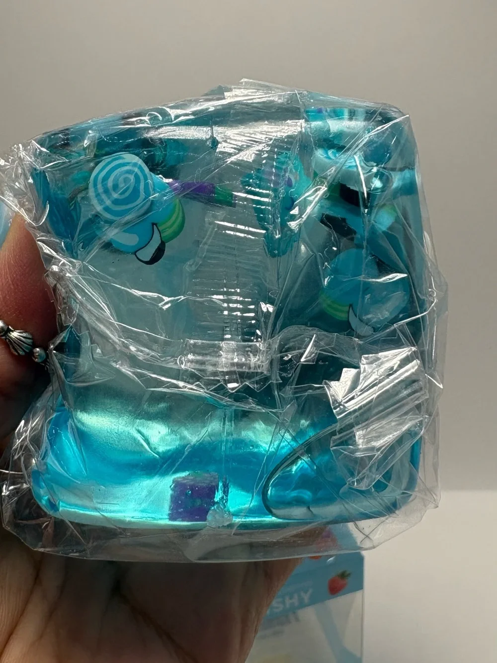 Starbucks Strawberry acai Lemonade Blue Solid Cube w/fruit inside squishy toy